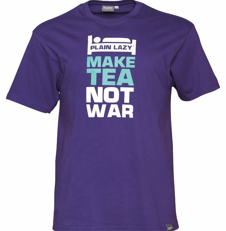 Plain Lazy Mens Make Tea Not War T-Shirt Purple
