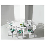 Plastic 2 Rectangular 6 Seater Set, White