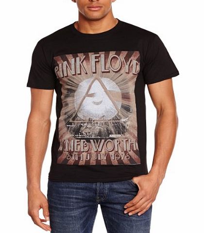 Plastic Head Mens Pink Floyd Knebworth 1975 Short Sleeve T-Shirt, Black, Large