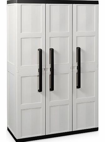 TOOMAX 165 x 97 x 37cm Comfort Small Storage Unit with 3 Doors/ 4 Adjustable Shelves - Grey/ Black
