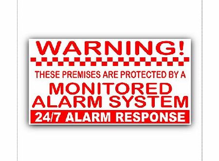 Platinum Place 5 x SMALL 50mm x 87mm-Monitored Alarm System Stickers-Red on White External Application-24hr Security Warning Signs for Home, House, Flat, Business, Property-Self Adhesive Vinyl Signs