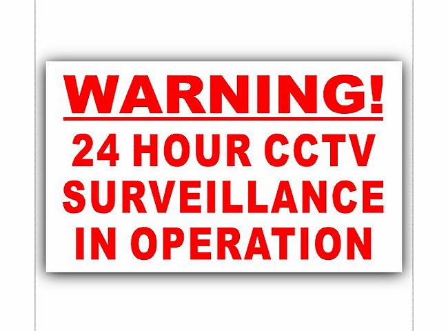 Platinum Place 6 x Red on White-130mm-WORDED Only- Warning 24 Hour CCTV Surveillance In Operation Stickers-Closed Circuit Television Security-Self Adhesive Vinyl Signs