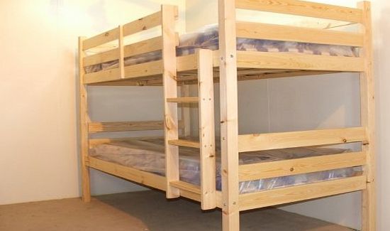Plato Bunkbed Adult Bunkbed 3ft single solid pine bunk bed - Can be used by adults - HEAVY DUTY USE - INCLUDES 2x 15cm thick sprung mattresses