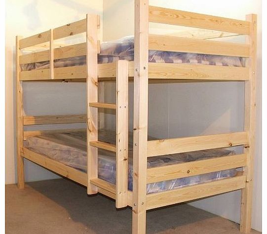 Plato SHORT Bunk Bed SHORT BUNKBED WOODEN 3FT TWIN BUNK BED - includes 2x 15cm thick SPRUNG MATTRESS
