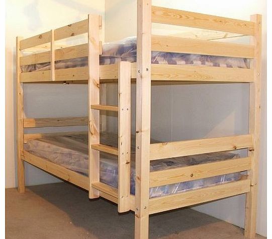 Plato SHORT Bunk Bed SHORT BUNKBED WOODEN 3FT TWIN BUNK BED - includes 2x 15cm thick SPRUNG MATTRESS