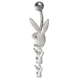 Playboy 3 Bunny Drop Navel Ring