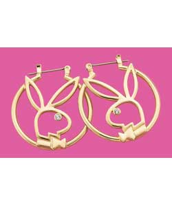Playboy Gold Collection; Stone Set Hoop Earring