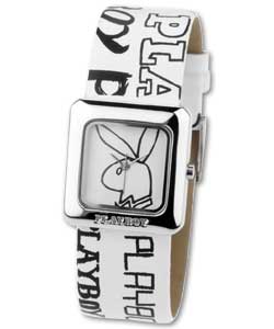 Playboy Graffiti White Strap Watch