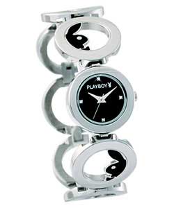 playboy Ladies Round Link Bracelet Watch