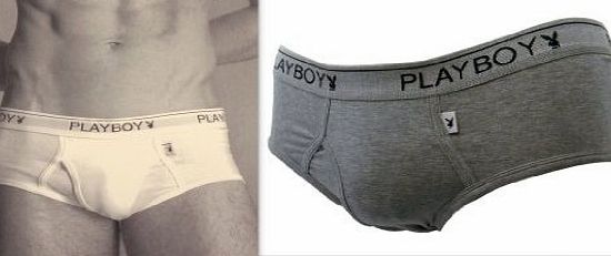 Playboy Mens Briefs PLAYBOY Designer Retro Midi Grey Stretch Cotton: L