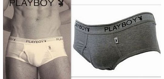 Playboy Mens Briefs PLAYBOY Designer Retro Midi Grey Stretch Cotton: M
