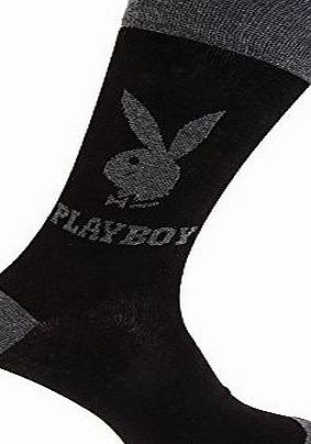 Playboy Mens Monochrome Pattern Cotton Rich Casual Socks (1 Pair) (UK 6-11 (Euro 39-45)) (Black)