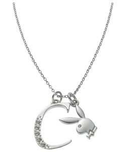 Platinum Plated Bunny Initial Pendant - Letter C