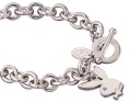 PLAYBOY rhodium-plated charm t-bar bracelet