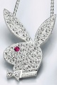 rhodium-plated crystal bunny pendant