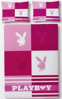 Playboy SINGLE BED COVER SET Blocks PINK