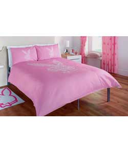 Star Bunny Double Duvet Cover Set - Pink and White