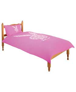 Playboy Star Bunny Single Duvet Cover Set - Pink and White