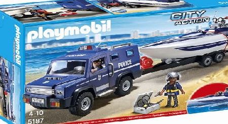 Playmobil City Action 5187 Police Truck with Speedboat