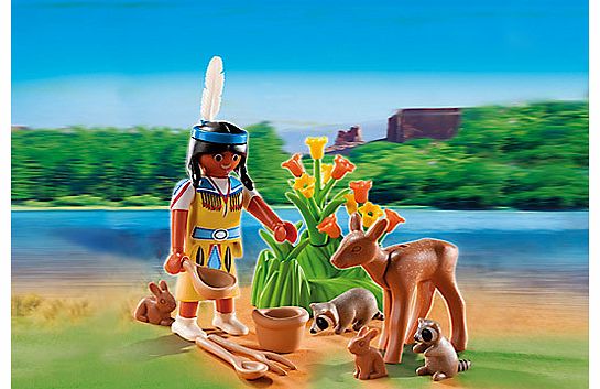 Playmobil Figures Playmobil Native American Girl With Forest