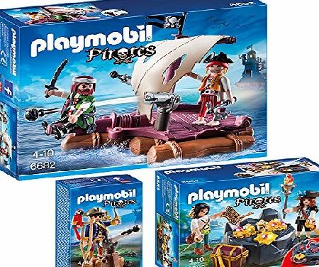 Playmobil  Pirates 3-part set 6682 Pirates Raft   6683 Treasure Hideout   6684 Pirate Captain