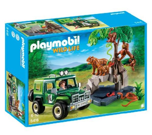 Playmobil  Wild life - Jungle Animals with Researcher and Off-Road Vehicle - 5416 -The Playmobil Wild life - Jungle Animals with Researcher and Off-Road Vehicle - 5416 set includes 1 vehicle, 1 figure,
