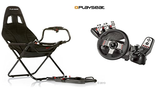 Playseat  Challenge Simulator Racing Gaming Chair and Logitech G27 Steering Wheel and Pedals Set
