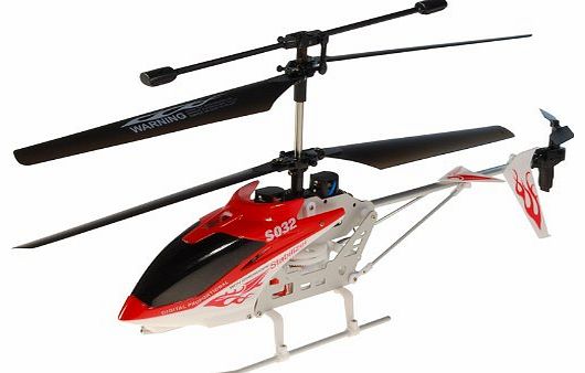 Playtech Logic Fiery Dragon (S032G) 3 Channel RC Radio Controlled Indoor Outdoor Gyro Helicopter - Red