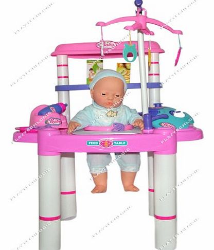 Playtech Logic PL2015 Childrens Baby Doll Feeding Table Chair Role Play Set Toy 61cm