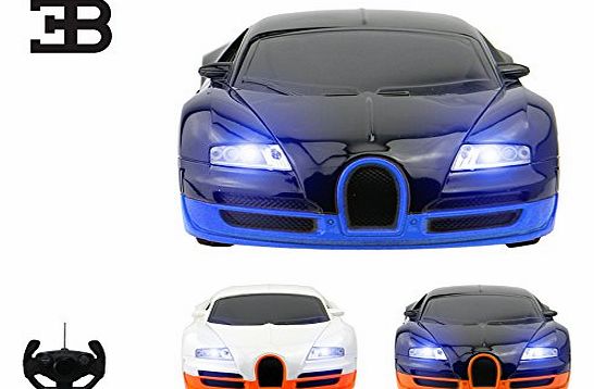 PL9111 1:18 Scale Bugatti Veyron RC Remote Radio Controlled Toy Car - Electric, Ready to Run (Black/Blue)
