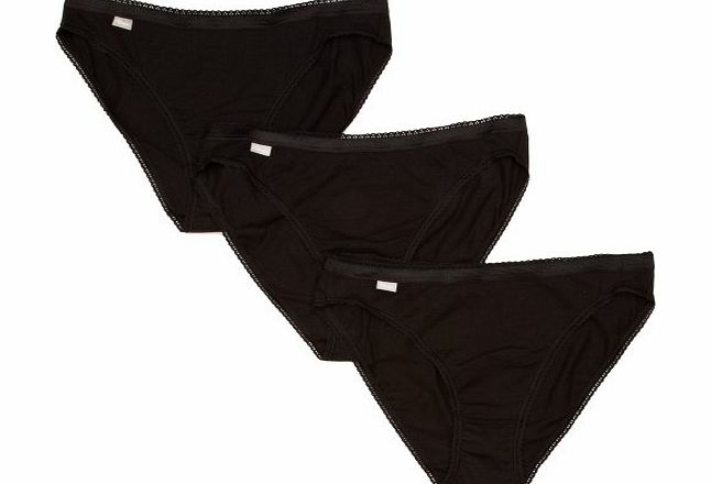 Playtex Cherish High Leg Brief 3 Pack Womens Knickers Black Size 12