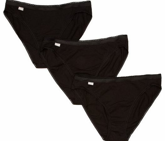 Cherish High Leg Brief 3 Pack Womens Knickers Black Size 16
