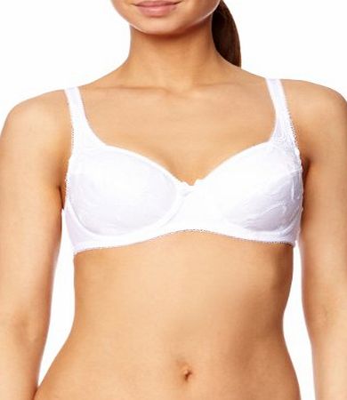 Playtex Embroidered Cotton Soft Cup Plunge Womens Bra White 34D