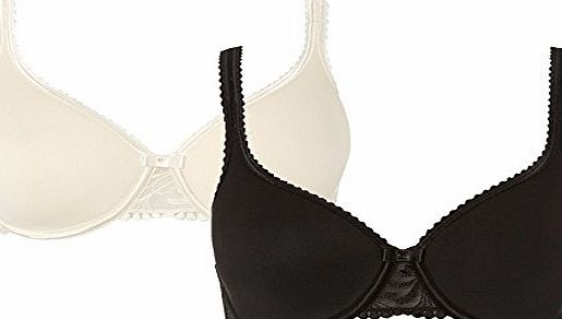 Pack Of Two Black And White Absolute Comfort Embroidered Underwired Bras 40D
