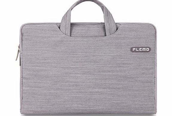 Plemo  Denim Fabric 15-15.6 Inch Laptop / Notebook Computer / MacBook / MacBook Pro Case Briefcase Bag Pouch Sleeve, Grey