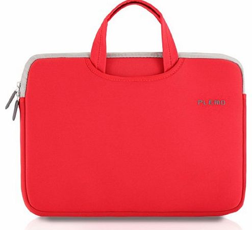 Plemo  Nylon Lycra Fabric 15-15.6 Inch Laptop / Notebook Computer / MacBook / MacBook Pro Case Briefcase Bag Pouch Sleeve, Red