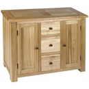 Plum compact oak 3 drawer sideboard furniture