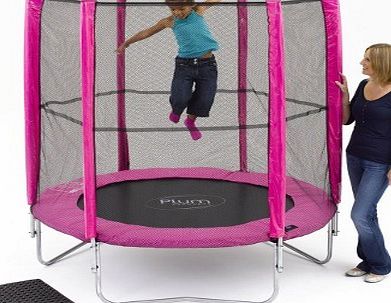 6ft Pink Trampoline with Enclosure
