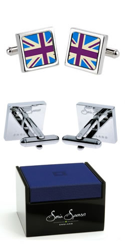 Plum Trimmed Flag Cufflinks