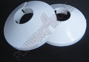 2 PIECES PVC WHITE RADIATOR PIPE COVER COLLAR ROSE 15mm x 2