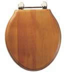 Plumbworld Greenwich Antique Pine Solid Wooden Toilet Seat with Chrome Bar Hinges