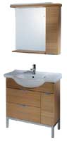 Plumbworld h3o 800mm Freestanding Unit with Mirror and Canopy Oak