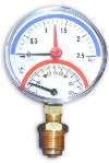 Plumbworld Thermometer Pressure Gauge with Radial Connection 2.5 Bar