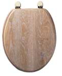 Plumbworld Traditional Limed Oak Solid Wooden Toilet Seat with Chrome Hinges