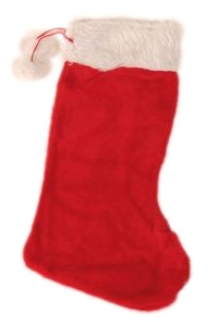 plush Xmas Stocking with Fur Trim 2 Poms