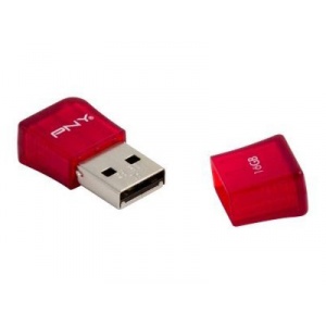 PNY 16GB Micro Sleek Attache USB Flash Drive - Red