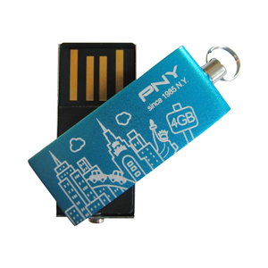 PNY 4GB Micro Attache City USB Flash Drive - Blue