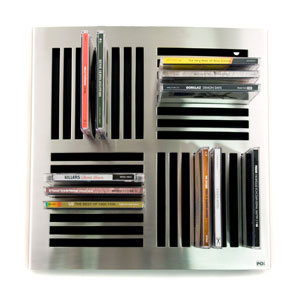 Groove Wall Mounted Stainless Steel CD Holder For Up To 32 CD`