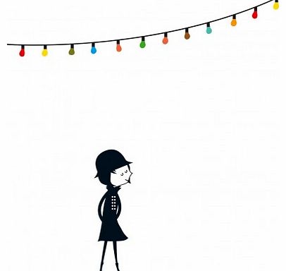 Poisson Bulle Mademoiselle and the multicoloured garland