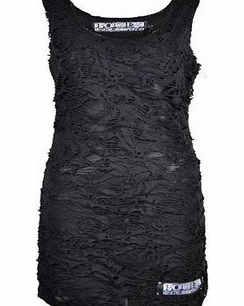 Poizen Industries Shred Vest Ladies Poizen Industries New Gothic Emo Punk Fashion Black Uk 16 (Xl)